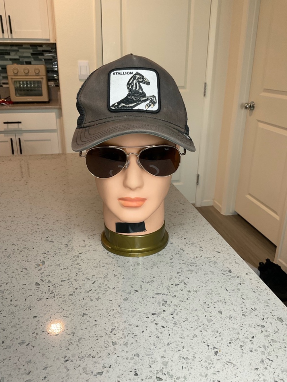 Goorin Bros Gray Brown Stallion Patch Trucker Hat